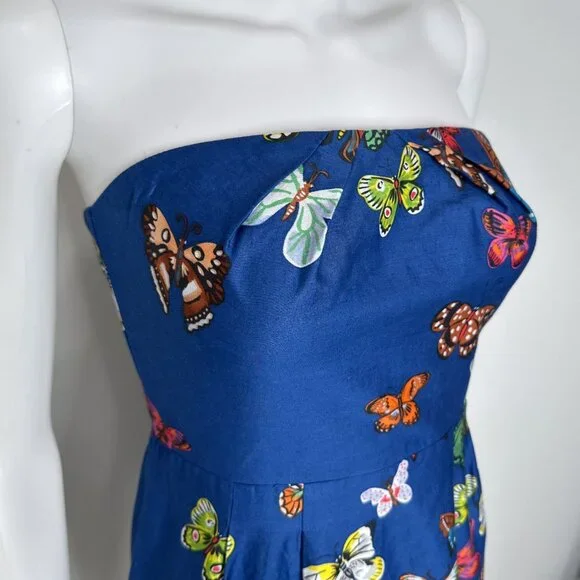 Anthropologie Nathalie Lete Paris Strapless Butterfly A-Line Mini Dress Size 0 - Picture 4 of 15